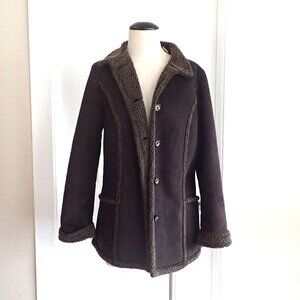 VTG LL Bean Penny Lane Faux Shearling Coat in Chocolate Brown Size XS/S